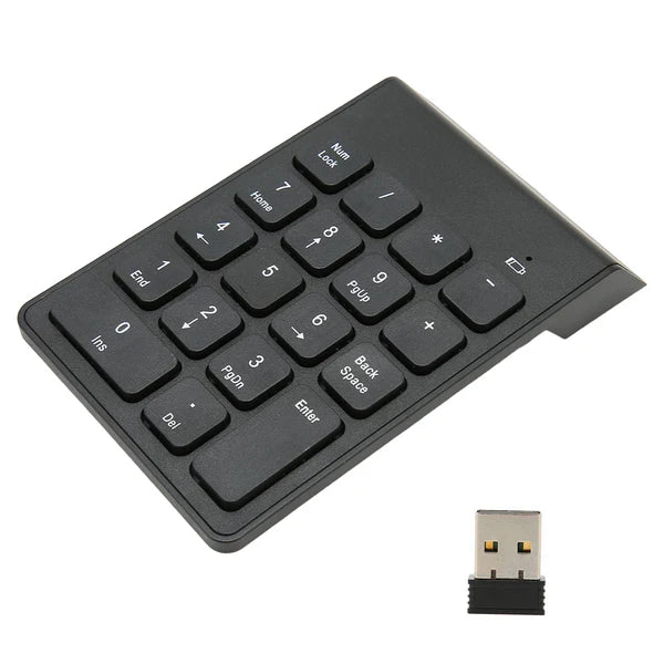 2.4G Wireless Numeric Keypad Chocolate Keys Plug and Play 18 Keys Number Numpad for Bank Accountant