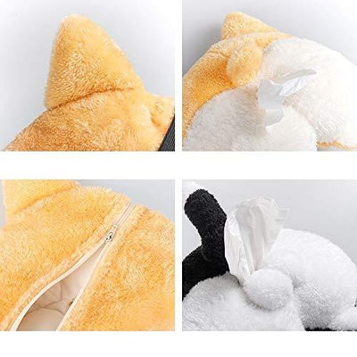 Tissue Box Cover Soft Adorable Corgi Butt Shaped Creative Storage Bag Hanging Pouch Tissue Box Wrapper For Car Home