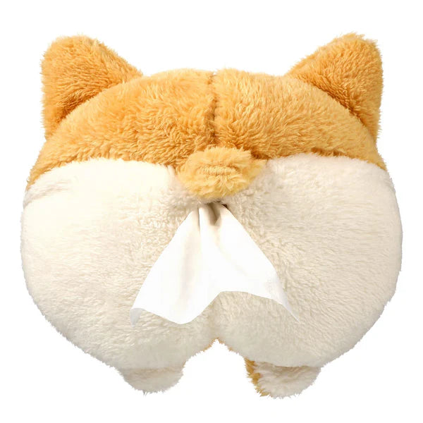 Tissue Box Cover Soft Adorable Corgi Butt Shaped Creative Storage Bag Hanging Pouch Tissue Box Wrapper For Car Home